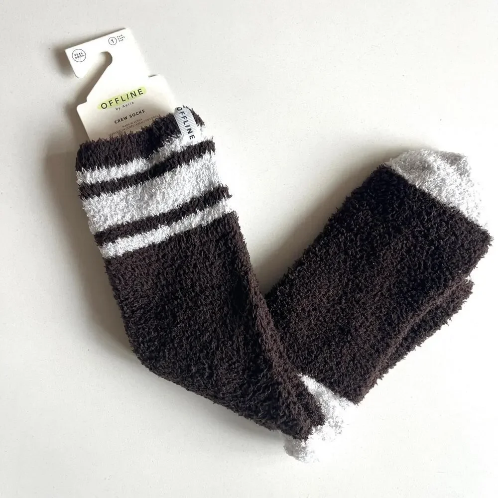 💜 AERIE NWT Offline Soft Crew Socks, One Size, Arch Support